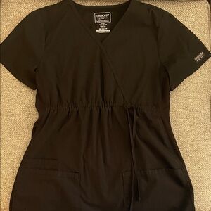 Cherokee Women's Maternity Black Wrap Scrub Top